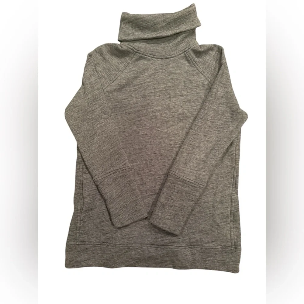 Lululemon Athletica Cowl Neck Pullover Heather Grey Black Cozy Funnel Neck